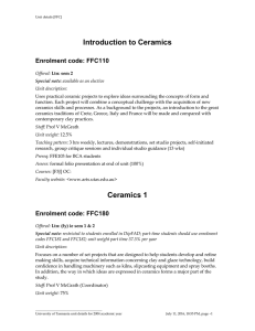 Introduction to Ceramics Enrolment code: FFC110