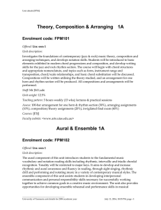 Theory, Composition &amp; Arranging    1A Enrolment code: FPM101