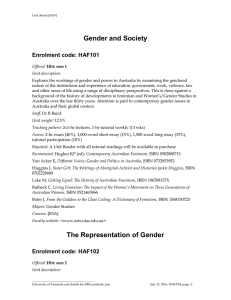 Gender and Society Enrolment code: HAF101
