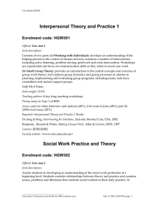 Interpersonal Theory and Practice 1 Enrolment code: HGW301