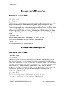 Environmental Design 1A Enrolment code: KDA111