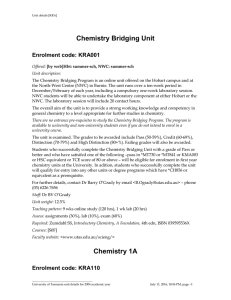 Chemistry Bridging Unit Enrolment code: KRA001