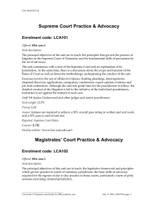 Supreme Court Practice &amp; Advocacy Enrolment code: LCA101