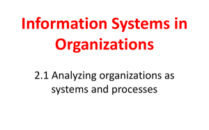 Information Systems in Organizations 2.1 Analyzing organizations as systems and processes