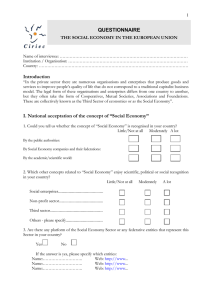 QUESTIONNAIRE THE SOCIAL ECONOMY IN THE EUROPEAN UNION
