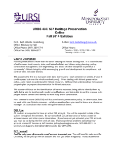 URBS 437/ 537 Heritage Preservation Online Fall 2014 Syllabus