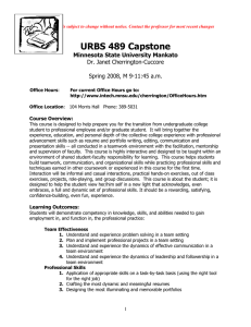 URBS 489 Capstone  Minnesota State University Mankato Dr. Janet Cherrington-Cuccore