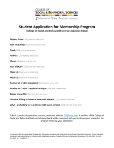 Student Application for Mentorship Program  Student Name