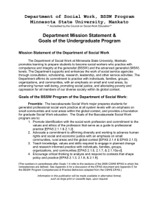 Department of Social Work, BSSW Program Minnesota State University, Mankato