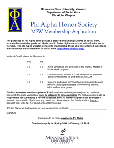 Phi Alpha Honor Society MSW Membership Application Minnesota State University, Mankato