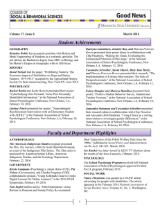 Student Achievements  March 2016 Volume 17, Issue 6
