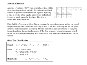 Analysis of Variance Analysis of Variance (AOV) was originally devised within y 1