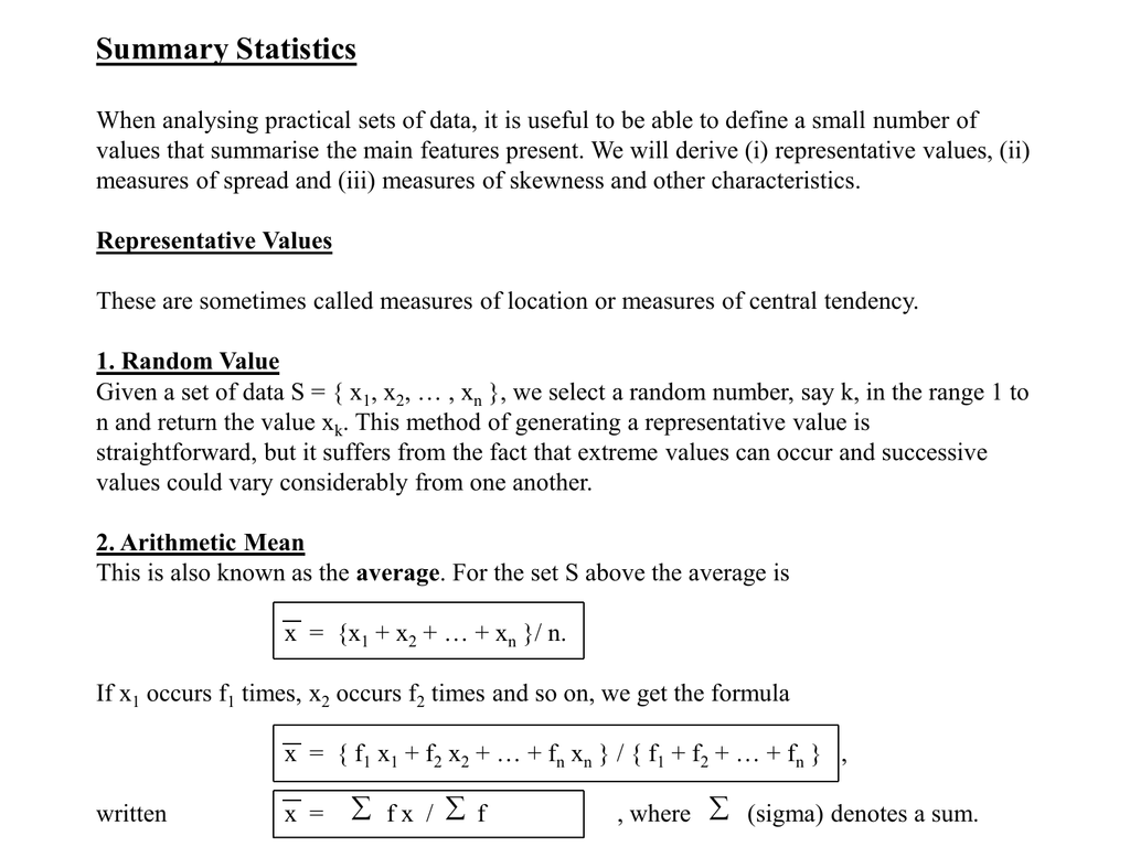 Summary Statistics