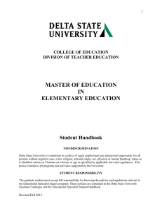 MASTER OF EDUCATION IN ELEMENTARY EDUCATION Student Handbook