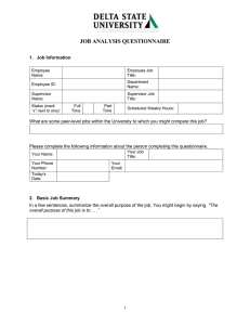 JOB ANALYSIS QUESTIONNAIRE 1.  Job Information