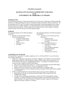 KANSAS CITY KANSAS COMMUNITY COLLEGE UNIVERSITY OF NEBRASKA AT OMAHA Articulation Agreement