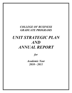 UNIT STRATEGIC PLAN AND ANNUAL REPORT