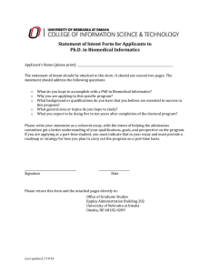 Statement of Intent Form for Applicants to Ph.D. in Biomedical Informatics