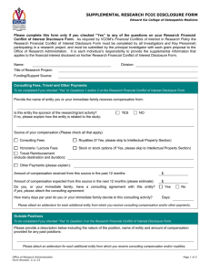 SUPPLEMENTAL RESEARCH FCOI DISCLOSURE FORM