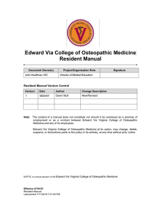Edward Via College of Osteopathic Medicine Resident Manual Resident Manual Version Control