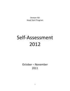 Self-Assessment 2012 October – November 2011