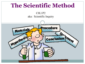 The Scientific Method C0L1P2 aka:  Scientific Inquiry