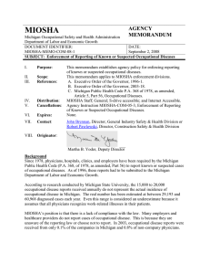 MIOSHA  AGENCY MEMORANDUM