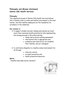 Philosophy and Mission Statement Denton ISD Health Services