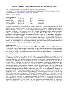 Report on STEP Early Undergraduate Research Grant, 2006 to Donald...  Pseudomonas P.I.:  Donald W. Rowen, Assistant Professor, Department of Biology,...
