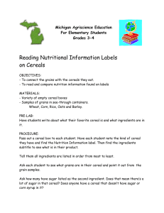 Reading Nutritional Information Labels on Cereals Michigan Agriscience Education