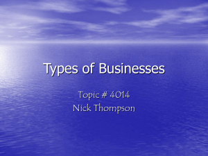 Types of Businesses Topic # 4014 Nick Thompson