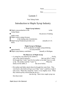 Lesson 1  Introduction to Maple Syrup Industry