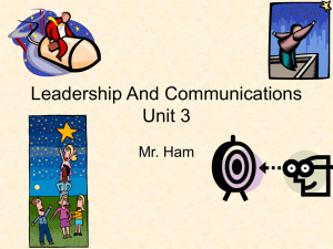 Leadership And Communications Unit 3 Mr. Ham