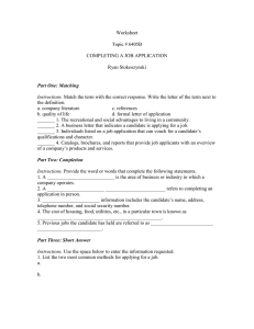 Worksheet  Topic # 6405B COMPLETING A JOB APPLICATION