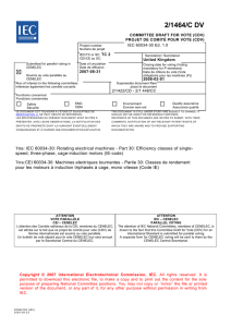 2/1464/C DV  IEC 60034-30 Ed. 1.0 COMMITTEE DRAFT FOR VOTE (CDV)