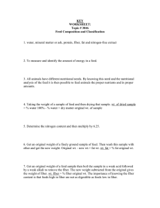 KEY WORKSHEET: Topic # 3046 Feed Composition and Classification