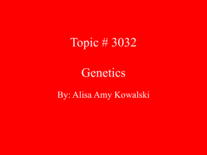 Topic # 3032 Genetics By: Alisa Amy Kowalski
