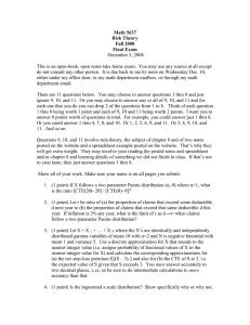 Math 5637 Risk Theory Fall 2008 Final Exam