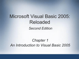Microsoft Visual Basic 2005: Reloaded Chapter 1 An Introduction to Visual Basic 2005