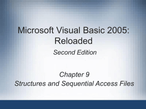 Microsoft Visual Basic 2005: Reloaded Chapter 9 Structures and Sequential Access Files