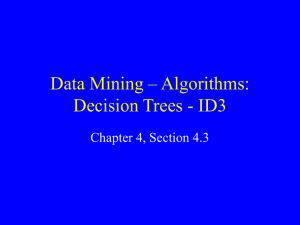 Data Mining – Algorithms: Decision Trees - ID3 Chapter 4, Section 4.3