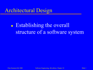 Architectural Design Establishing the overall structure of a software system 