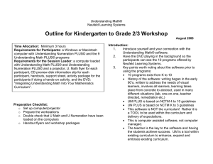 Outline for Kindergarten to Grade 2/3 Workshop