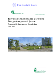 Energy Sustainability and Integrated Energy Management System Responsible Care Award Submission