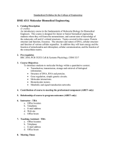 BME 4311 Molecular Biomedical Engineering