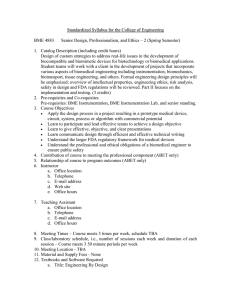 Standardized Syllabus for the College of Engineering  BME 4883