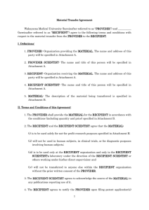 Material Transfer Agreement