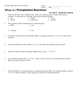 Solubility and Ksp ANSWERS