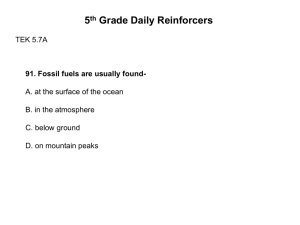 5 Grade Daily Reinforcers TEK 5.7A A. at the surface of the ocean