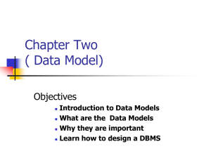 Chapter Two ( Data Model) Objectives Introduction to Data Models